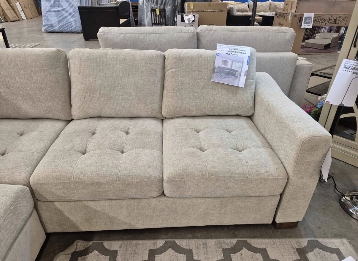 Thomasville Ellsford 2 piece Fabric Sectional Beige - Pickup Only