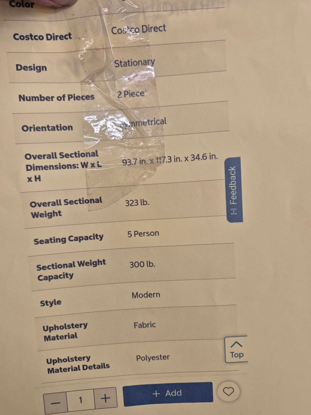 Derry Fabric Sectional - Pickup Only