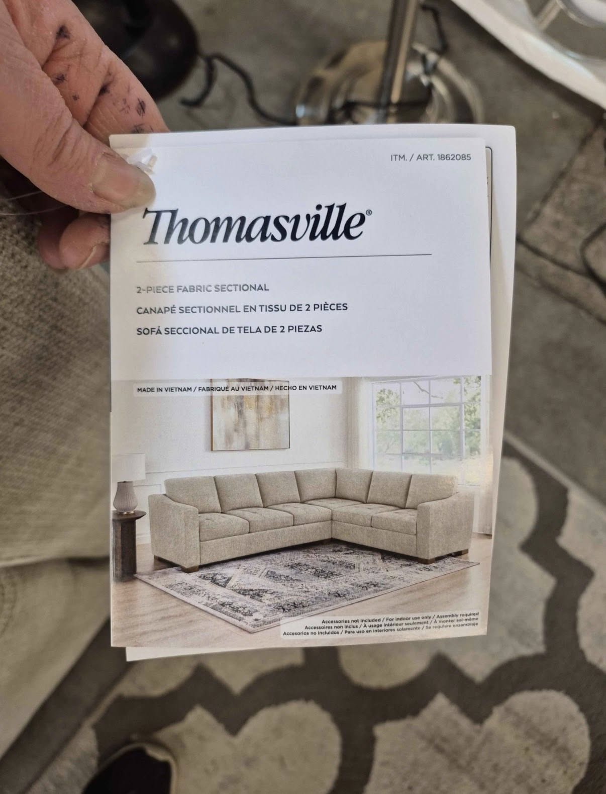 Thomasville Ellsford 2 piece Fabric Sectional Beige - Pickup Only