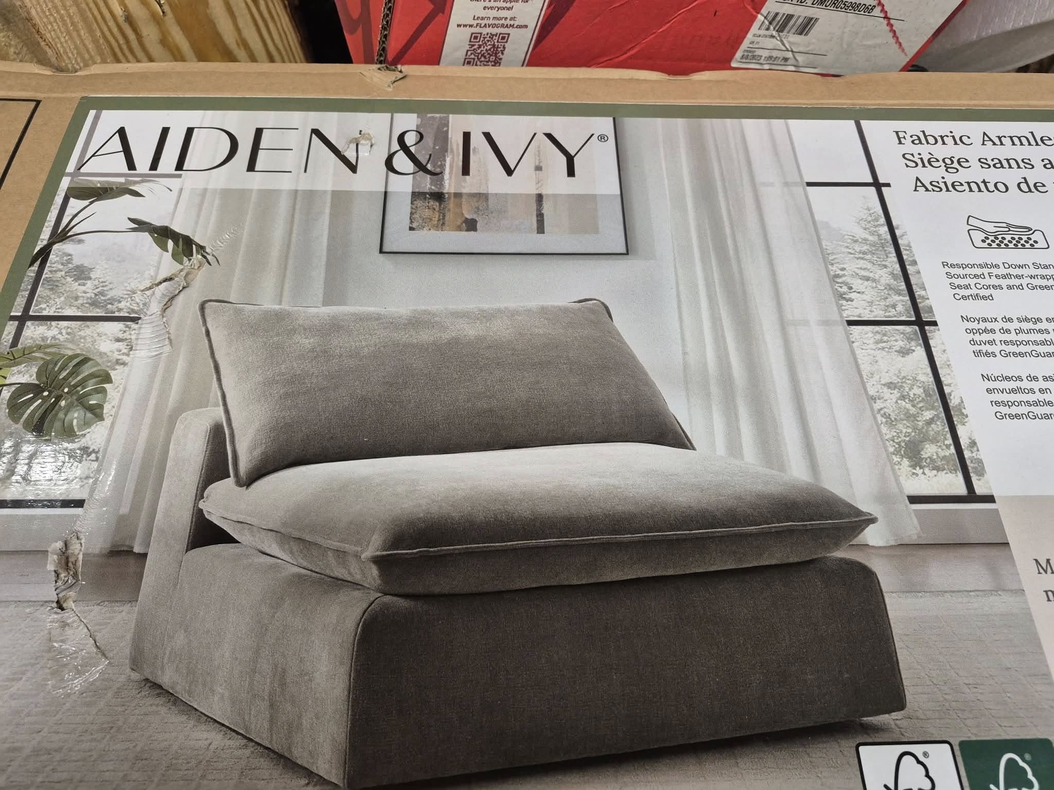 Sereen Fabric Armless Chair Taupe - Pickup Only