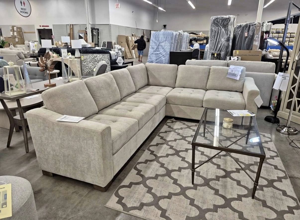 Thomasville Ellsford 2 piece Fabric Sectional Beige - Pickup Only