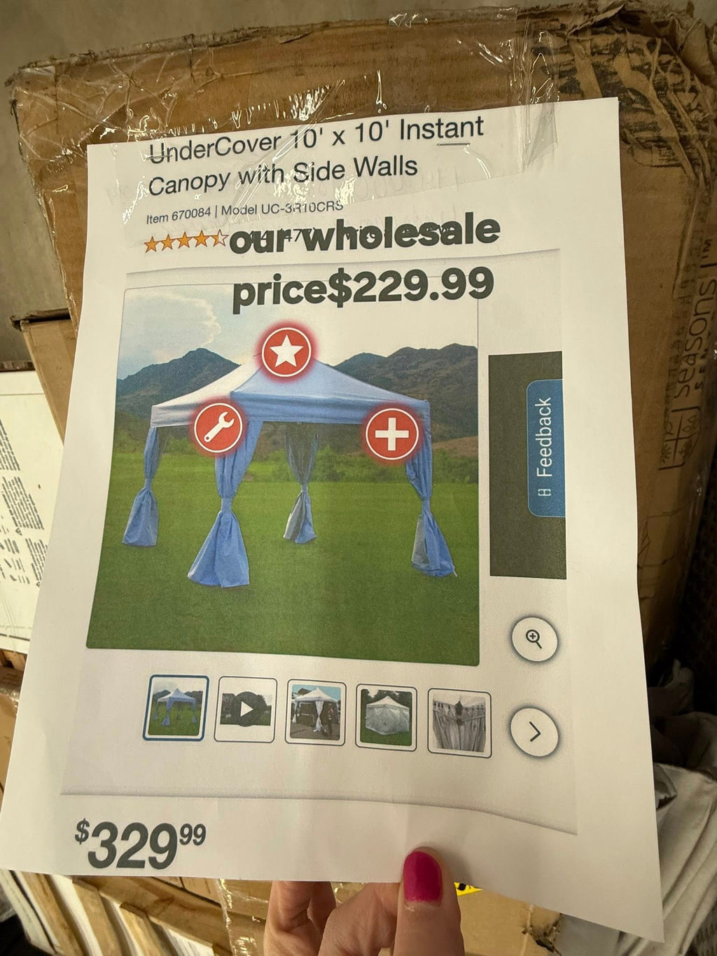 UnderCover 10' x 10' Instant Canopy with Side Walls - Pickup Only