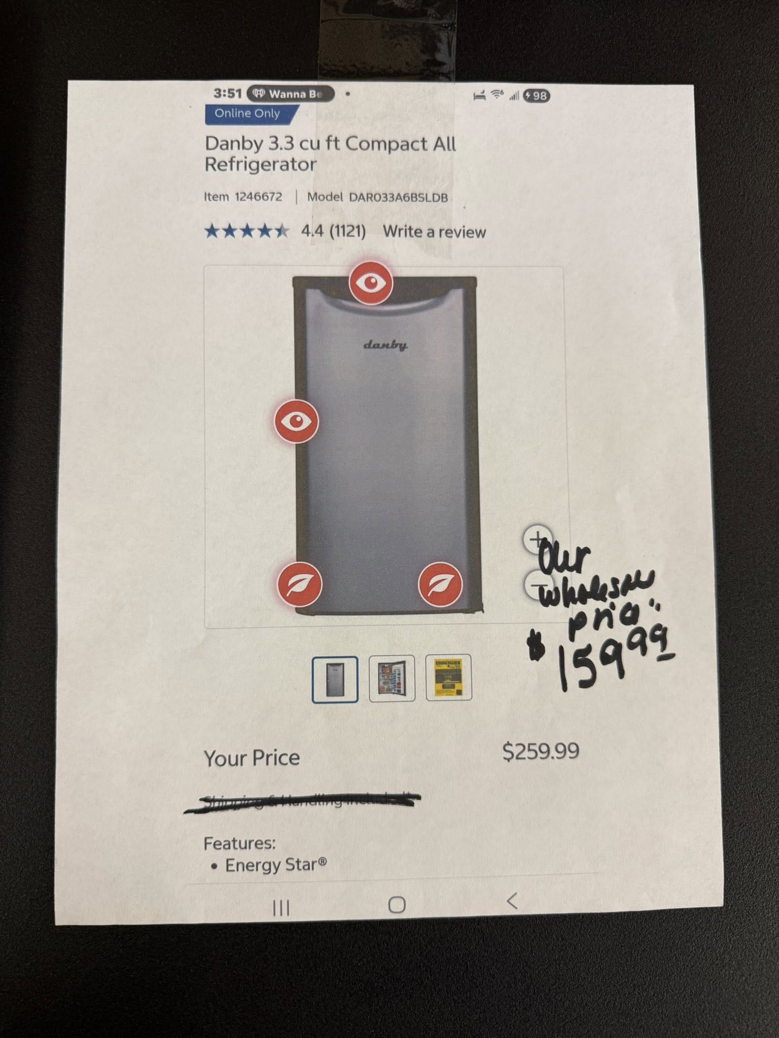 Danby 3.3 cu ft Compact All Refrigerator