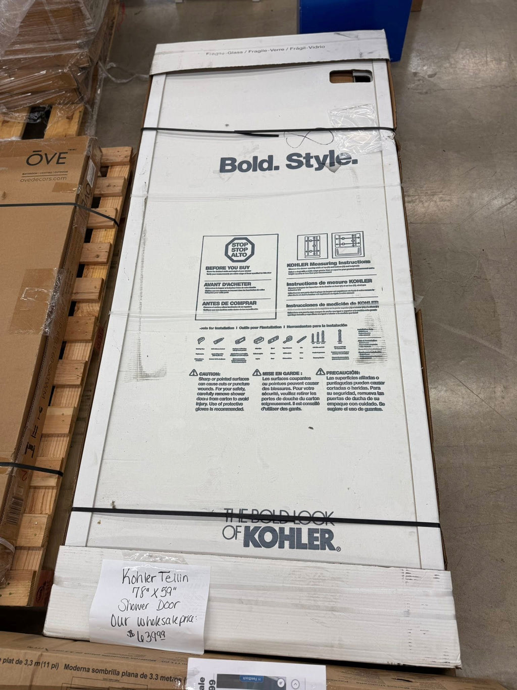 Kohler Tellin Shower Door 78” x 59” - Pickup Only