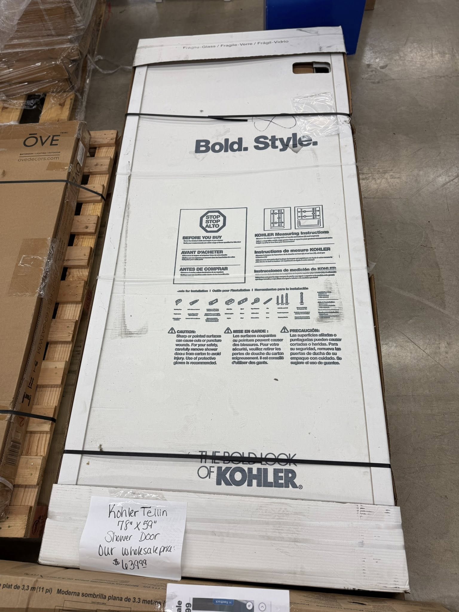 Kohler Tellin Shower Door 78” x 59” - Pickup Only
