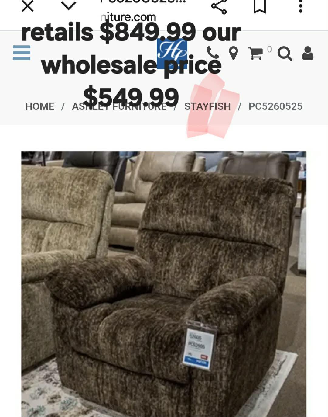 Stayfish Rocker Recliner Brown - Pickup Only