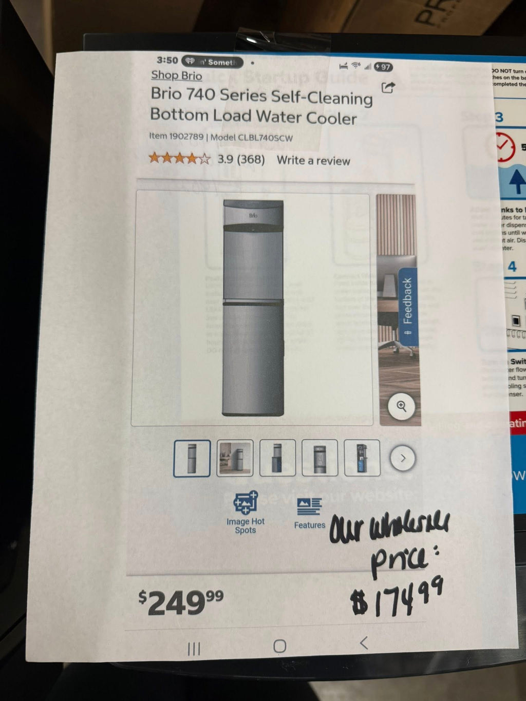 Brio 740 Series Self Cleaning Bottom Load Water Cooler