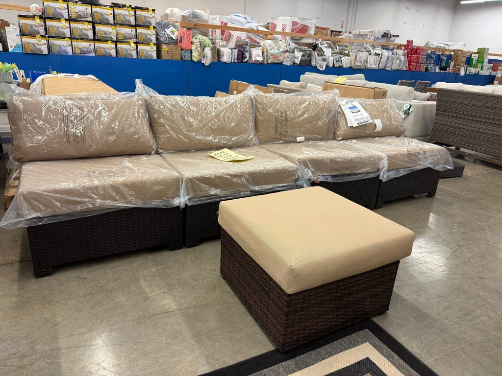 Belmont 5 piece Modular Outdoor Patio Sectional Set with Ottoman - Pickup Only