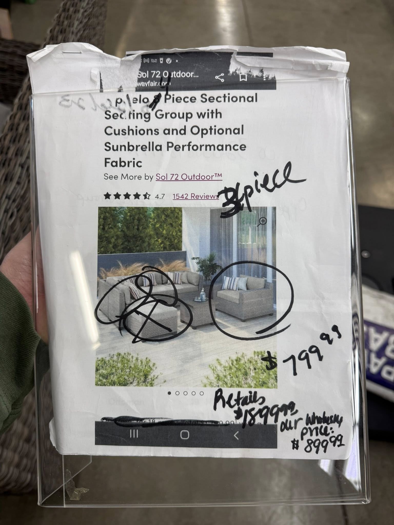3 piece Agio Sunbrella Performance Fabric Patio Set - Pickup Only