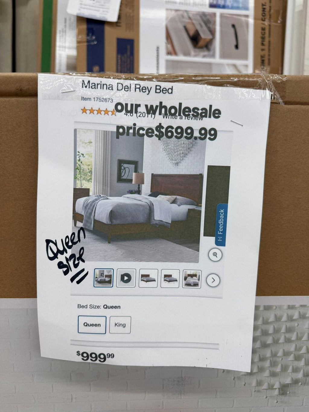 Marina Del Ray Bed Queen - Pickup Only