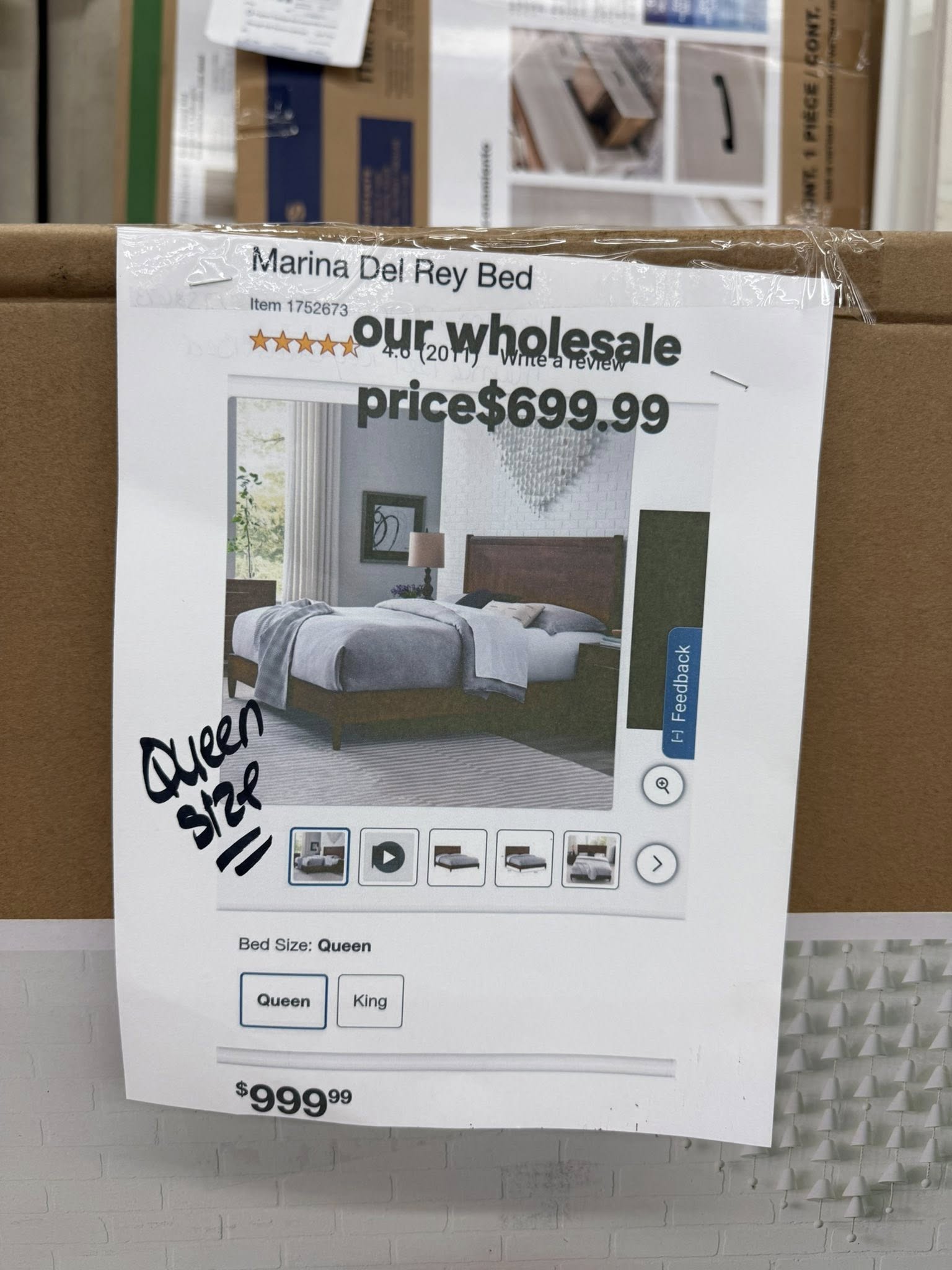 Marina Del Ray Bed Queen - Pickup Only