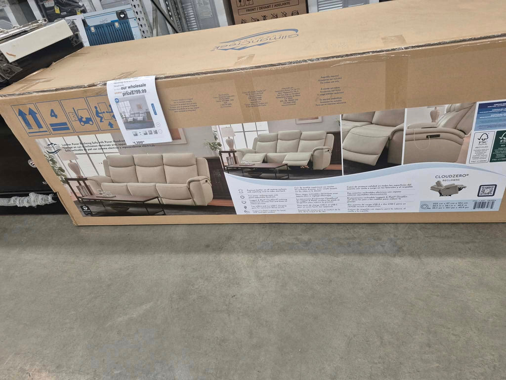 Sanders Leather Power Reclining Sofa with Power Headrests - Pickup Only
