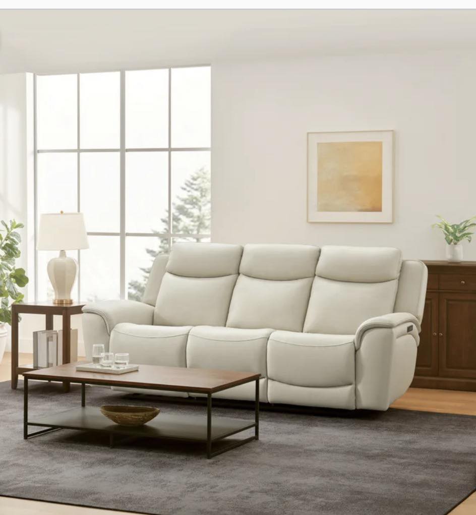 Sanders Leather Power Reclining Sofa with Power Headrests - Pickup Only