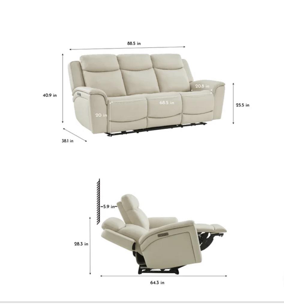 Sanders Leather Power Reclining Sofa with Power Headrests - Pickup Only