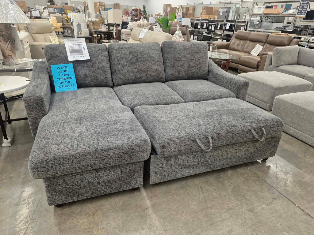 Coddle Aria Fabric Sleeper with Reversible Chaise and Storage Gray - Pickup Only