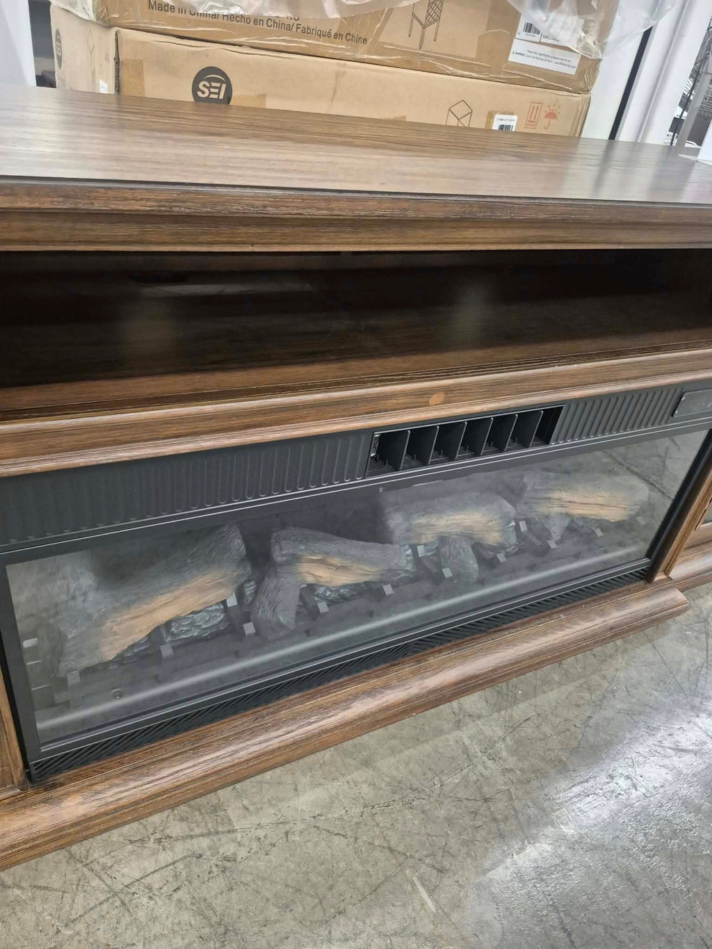 Tresanti Everett TV Console with Classic Flame Cool Glow 2-in-1 Electric Fireplace and Fan - Pickup Only