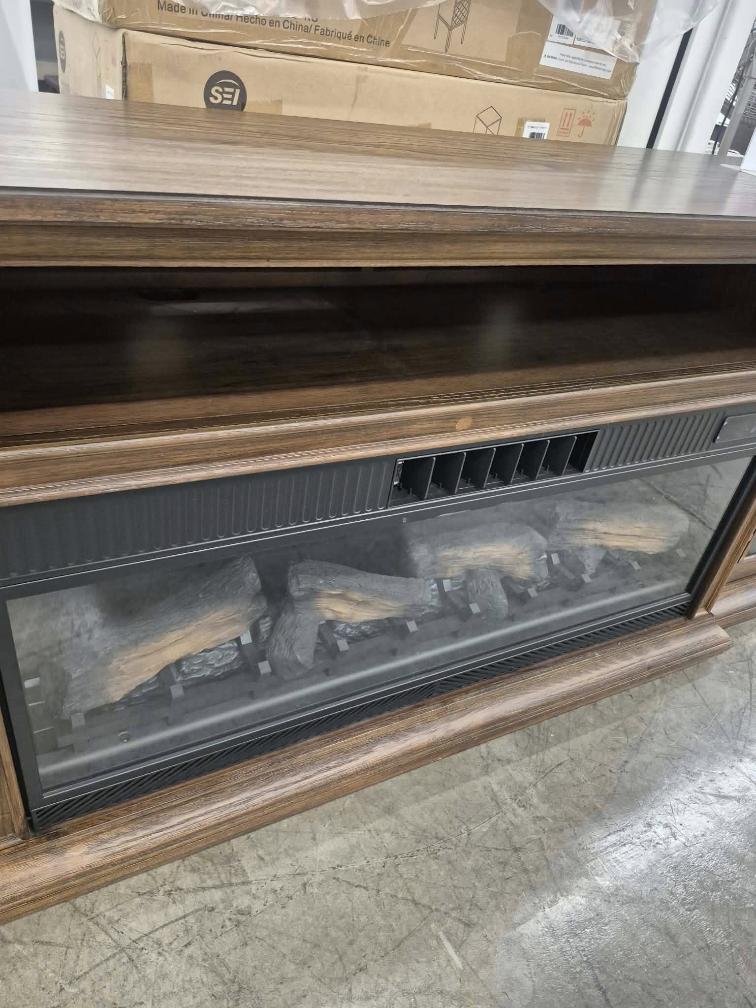 Tresanti Everett TV Console with Classic Flame Cool Glow 2-in-1 Electric Fireplace and Fan - Pickup Only