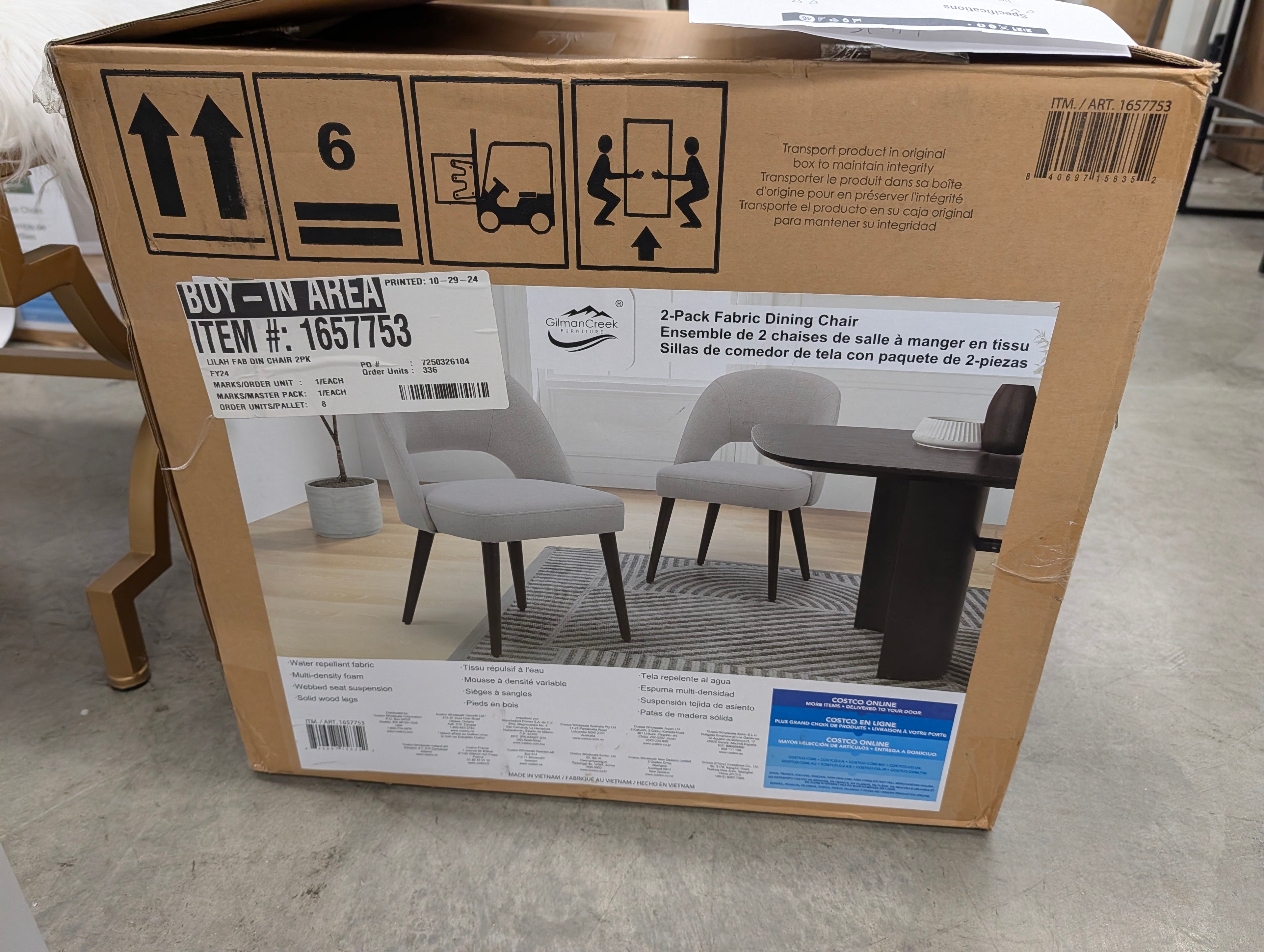Lilah Fabric Dining Chair - 2 pack